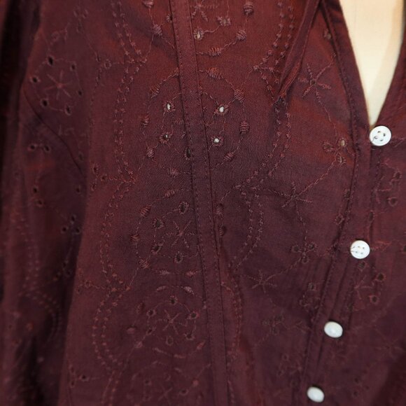 OLD NAVY Oversized Embroidered Eyelet Peasant Top Size 3X NWT Reddish Brown - Picture 5 of 9